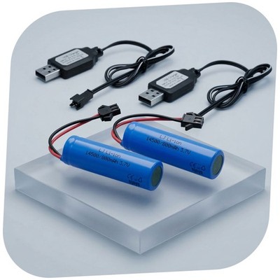 2x 3,7V 800mAh Li-Ion SM-2P Akku+USB RC Auto,Boot,Bagger,Deerc,HyperGo,Haiboxing