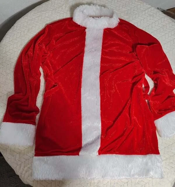 Adulto Talla L Traje de Papá Noel Conjunto Disfraz NUEVO Rojo Terciopelo Blanco Borde NUEVO Foto 3 de 4