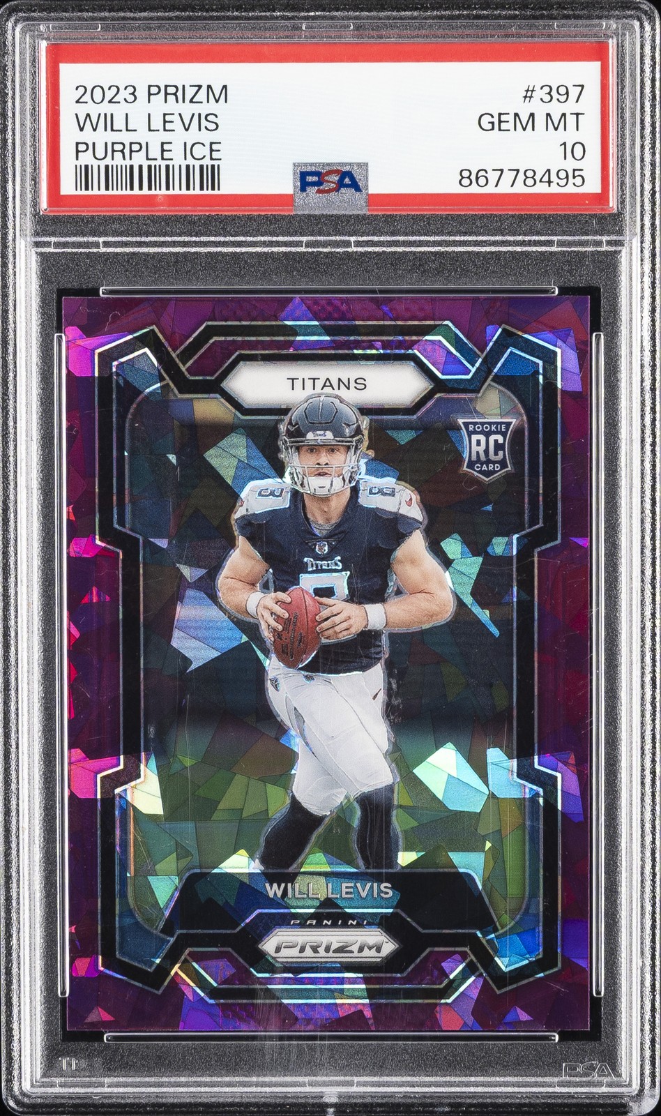 2023 PANINI PRIZM PURPLE ICE #397 WILL LEVIS 205/225 PSA 10