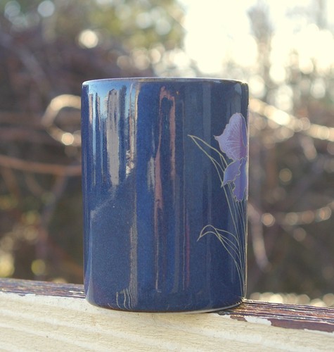 Otagiri Japan Coffee Mug Blue with Pink & Purple Iris Orchid Flowers Floral - Picture 8 of 12