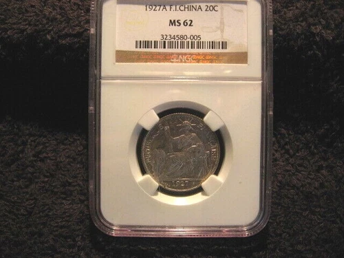 FRENCH INDO CHINA 20 Cents 1927-A Centimes NGC MS62