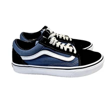 Vans Old Skool Sneakers Suede Canvas Navy Blue Women's 9.5 Unisex Mens 8 Low Top