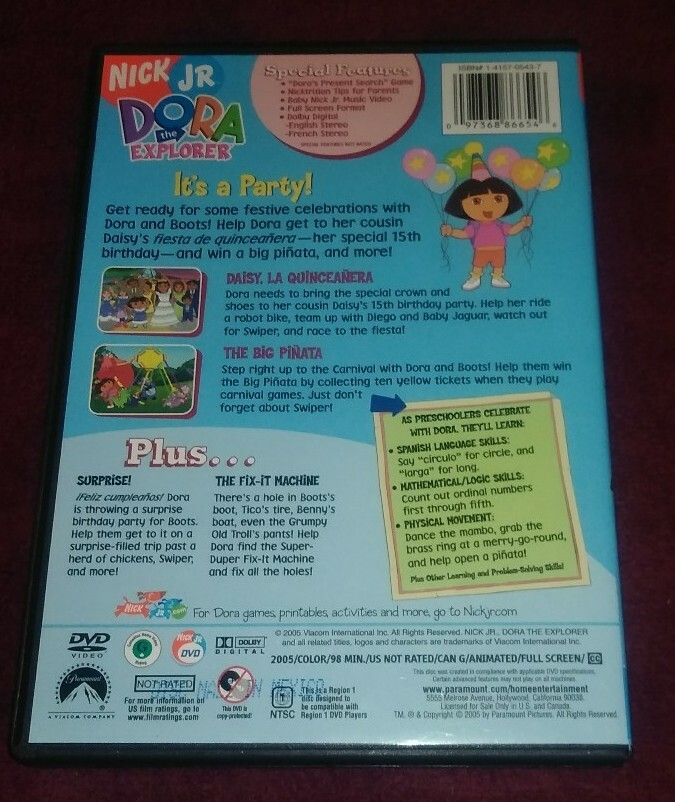 Dora the Explorer - Its a Party DVD 4 Episodes 2005 Nick Jr The
