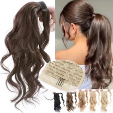 Claw/Jaw Clip Ponytail Real Human Hair Extensions Pony Tail Remy Hair Curly USPS