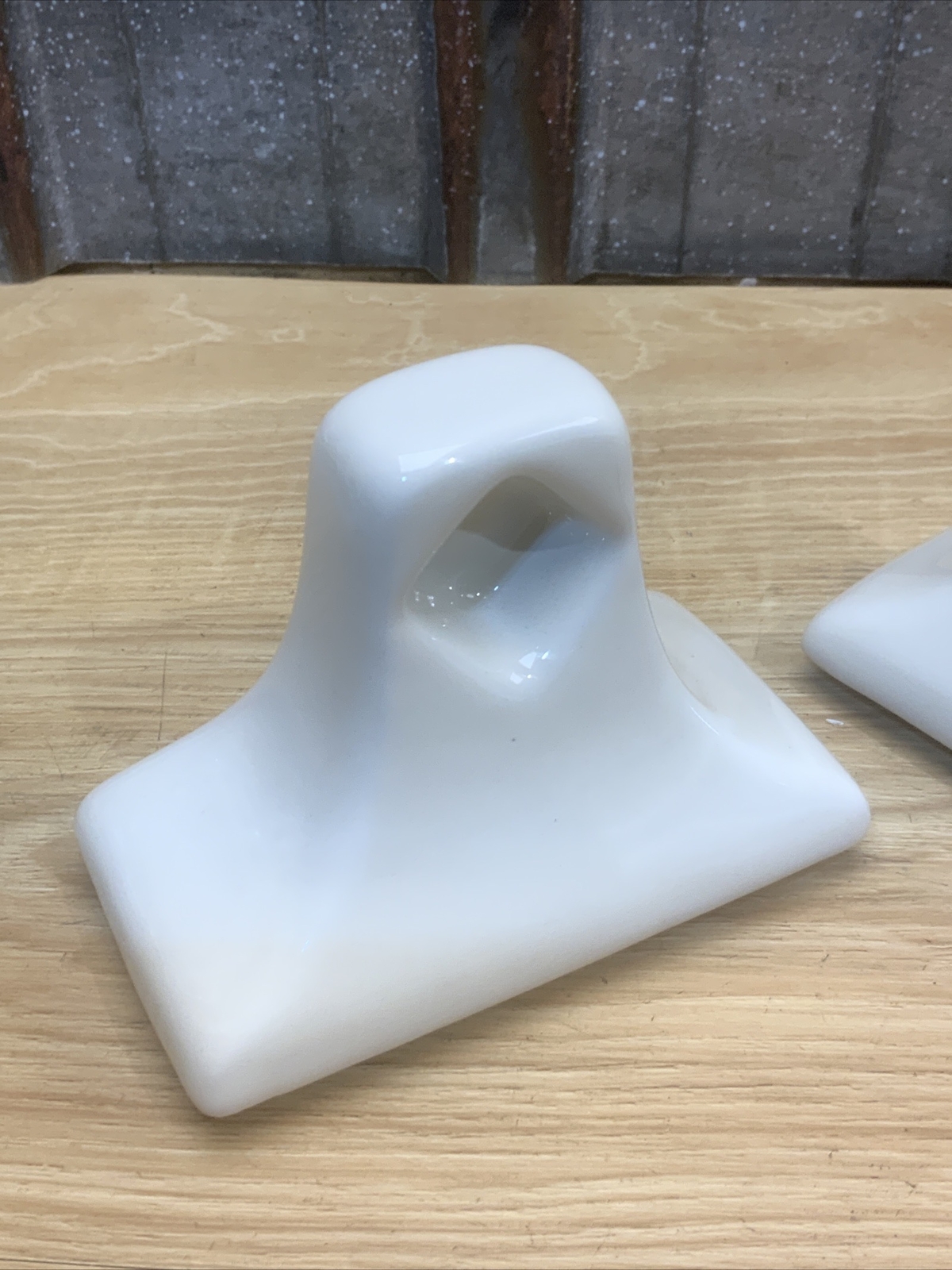 VINTAGE CERAMIC TOWEL BAR HOLDERS, Glossy Biscuit Off White eBay