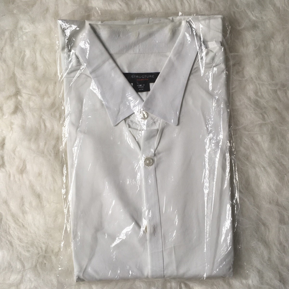 structure slim fit dress shirt Structure Slim Fit Men's Long sleeve Button Up Dress Shirt White Size M  Medium
