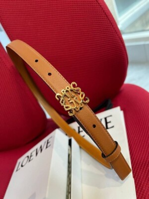 Loewe Anagram 2cm Reversible Cube Belt in Tan Black & Gold S