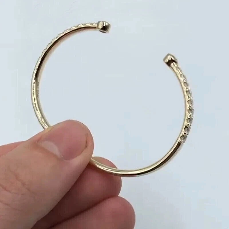 3CtRound Lab Created Diamond Women's Cuff Bangle Bracelet 14K Yellow Gold Finish - Image 4 of 4