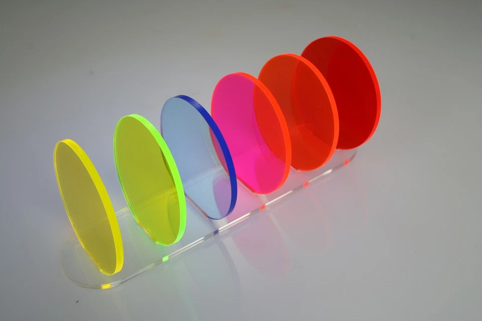 Fluorescent Acrylic Discs Circles, 3mm Lasercut sizes 20mm to 600mm diameter