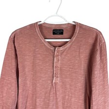 Goodlife Mens Henley Long Sleeve T Shirt XL Red Cotton Made in the USA *read