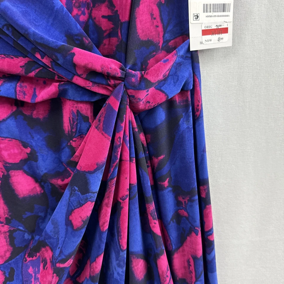 Vestido para mujer American Living floral envolvente sintético rosa azul funda talla 14 nuevo Foto 3 de 4