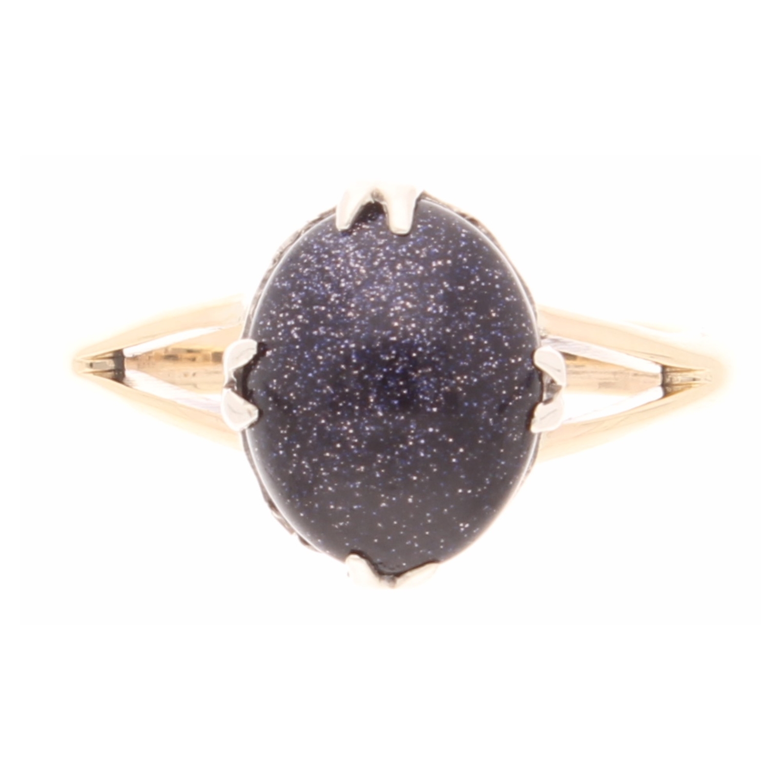 9Carat Yellow Gold Cabochon Goldstone Solitaire Ring (Size M) 9.5x12mm Head