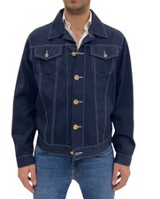 Giubbino corto uomo SEVENTY, taglia XL blu con impunture a contrasto, sconto 70%