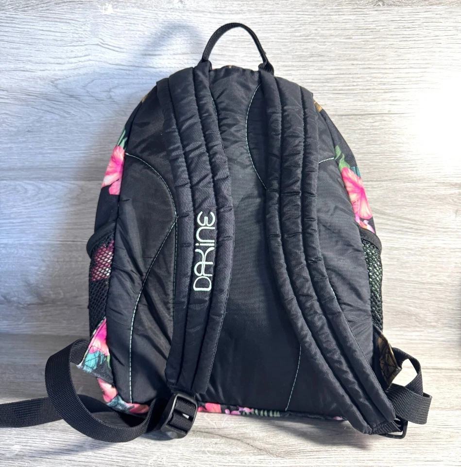 Dakine Tropical Floral Black Backpack With Pink & Green Hibiscus Design - Image 3 of 4