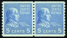 US # 845 5¢ Monroe pair, "VF-XF 85" NH MNH, PSE graded (2019)