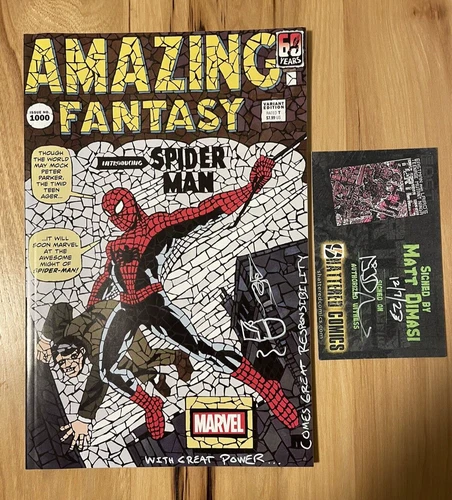 Amazing Fantasy #15 Shattered variant Spider-Man Signed Sketched COA