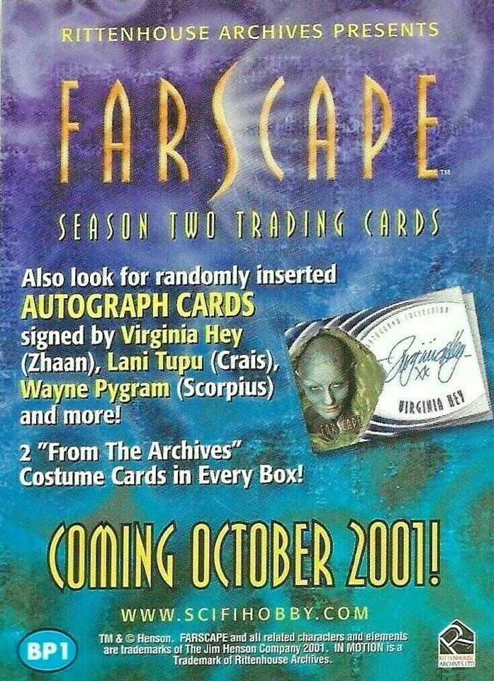 FARSCAPE SEASON 2 PROMO CARD BP1 BY RITTENHOUSE (RARE TO FIND) - Image 2 of 2