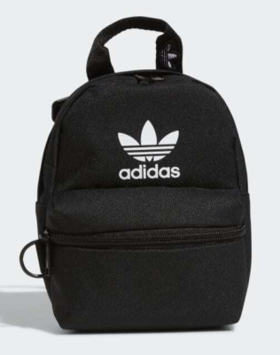 adidas Originals Trefoil 2.0 Mini Backpack Small Travel Bag, Black/White NEW
