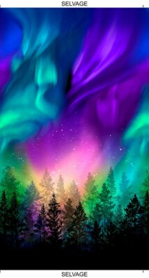 23.5'' X 44'' Panel Northern Lights Aurora Borealis Cotton Fabric Panel D483.44