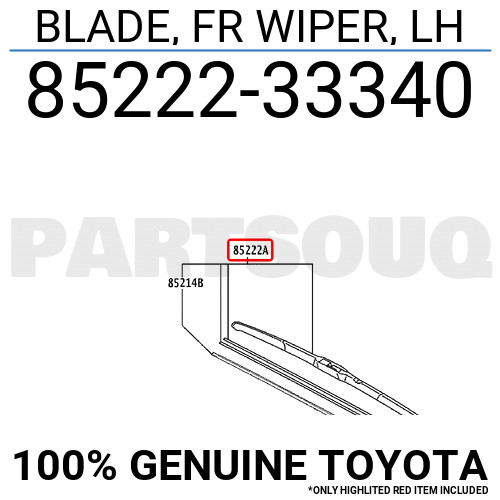 8522233340 Genuine Toyota BLADE, FR WIPER, LH 85222-33340 | eBay