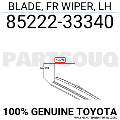 8522233340 Genuine Toyota BLADE, FR WIPER, LH 85222-33340 | eBay 
