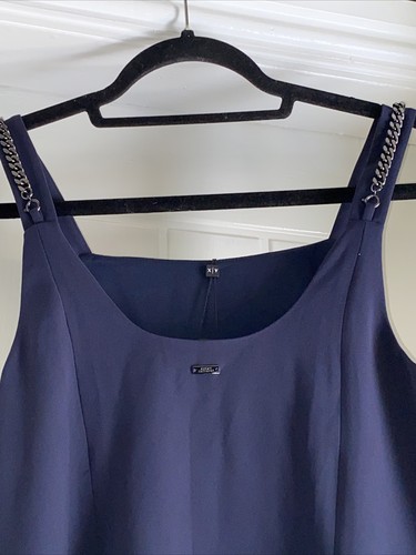Armani Exchange Womens Chain Straps Slit Pencil Dress Navy Blue Size 6 BRAND NEW - Picture 8 of 9