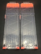 Lot 2 Nerf 18 Round Clear Magazines - Elite N-Strike 2011 Hasboro Clip Bundle