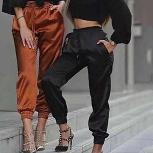1 Pc Women Summer Satin Cargo Pants 