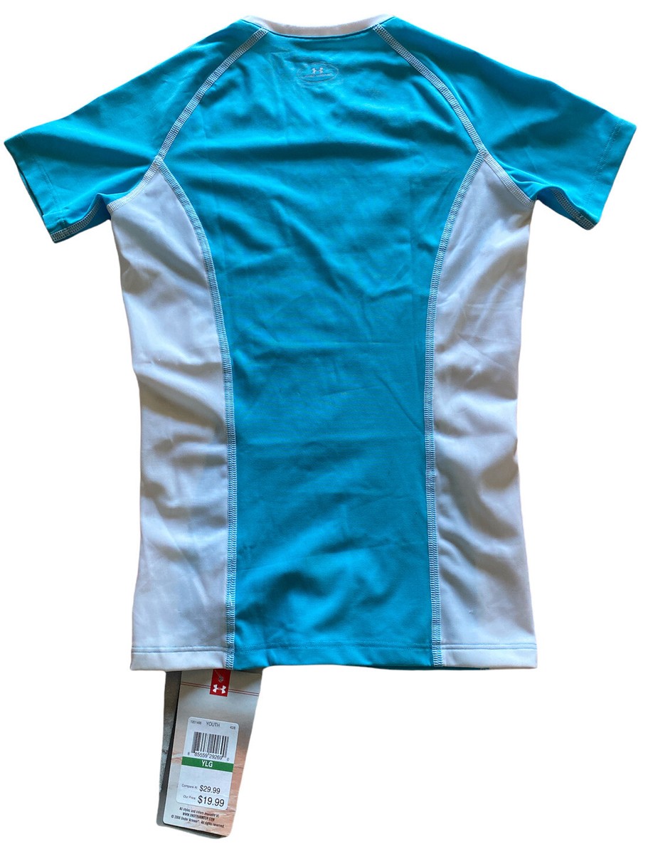 は Under Armour Girls Volleyball Light Blue Youth Shirt (Size L) NEW