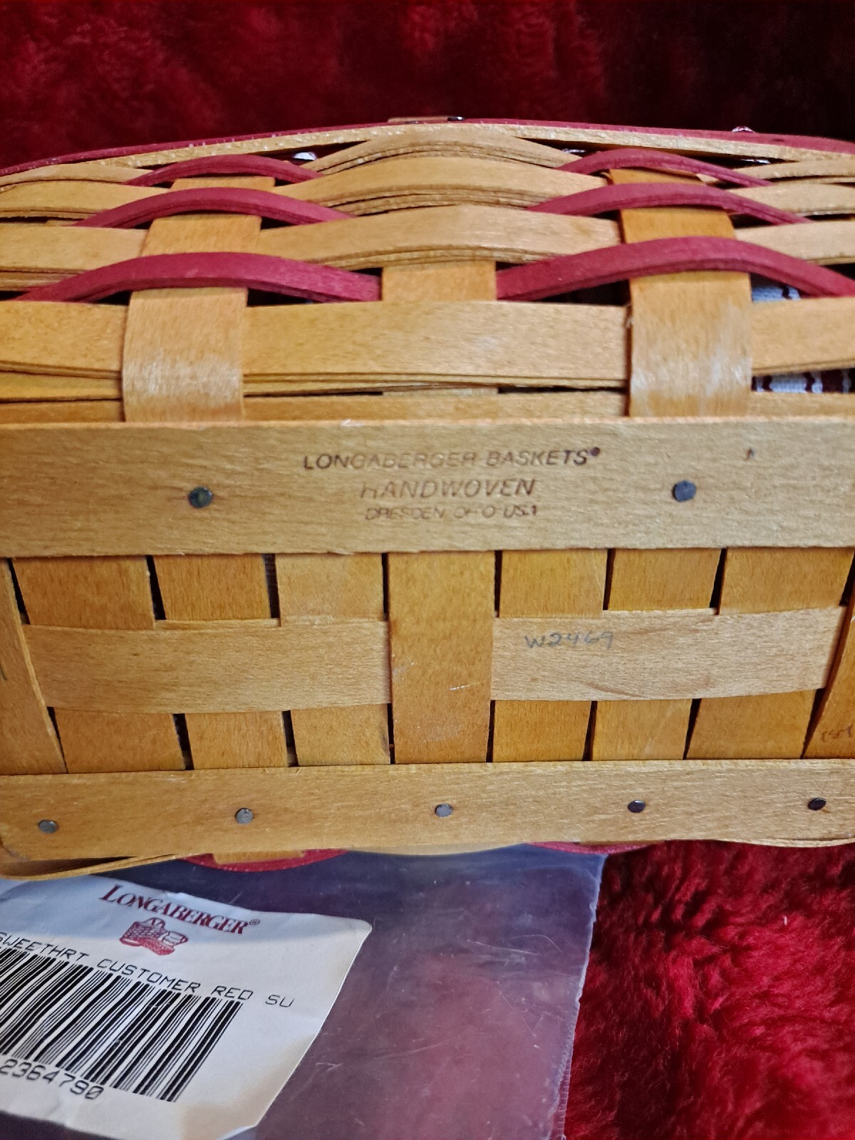 Lot 3 Longaberger 2001 Love Notes, Sweet Treats, & Recipe Card Basket