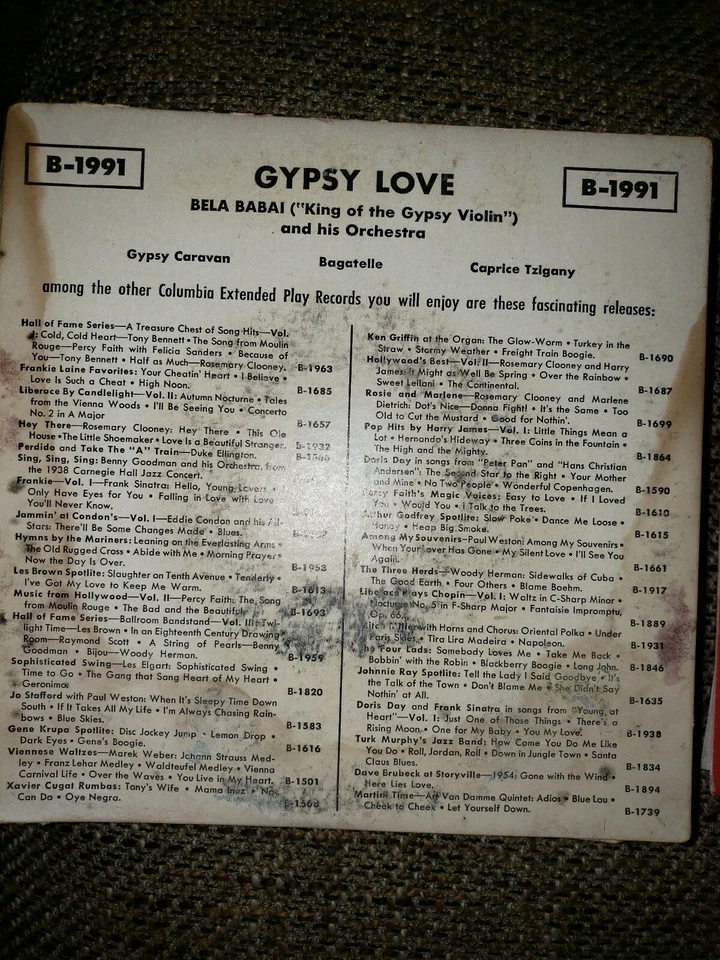 BELA BABAI - цыганская любовь цыганская скрипка оригинал 'COLUMBIA 7' виниловая пластинка - Изображение 2 из 2