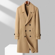 100 Wool Coat Men Hand-made Double-breasted Long Double-sided Cashmere Jacket