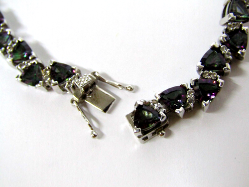 Orianne 925 Sterling Silver Mystic Quartz & White Topaz Tennis Bracelet - Picture 8 of 8