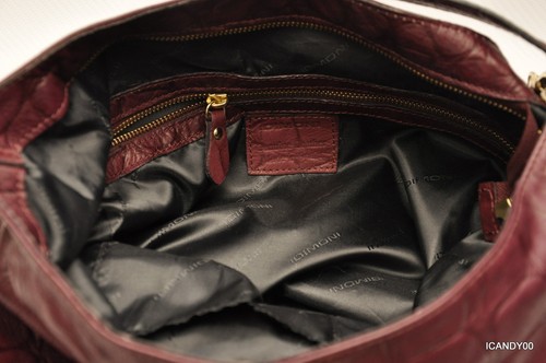 Nwt Dimoni Spain COCO Croco Leather Tote Shoulder Bag Handbag Hobo ~Bordeaux - Picture 7 of 9