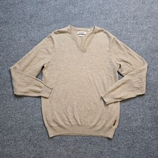 Ben Sherman Sweater Mens Size Large Beige Merino Wool V Neck Long Sleeve Capsule