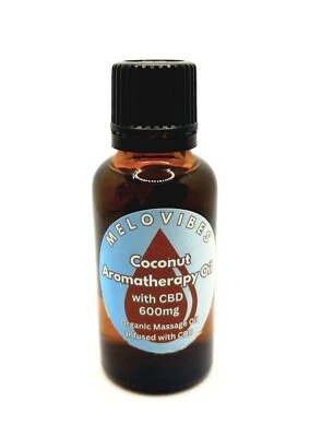 MELOVIBES High Strength Coconut CBD Massage Oil - Back Pain Joint Muscle Stiffness Relief