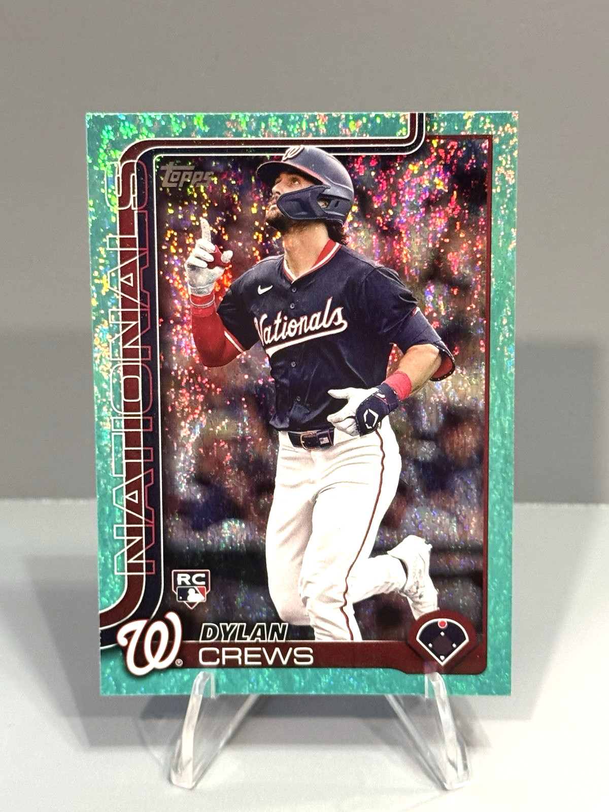 2025 Topps Series 1 - Dylan Crews #74 Aqua Holo Foil (RC) Washington Nationals