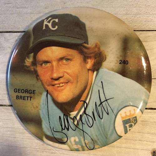 1970’s George Brett Kansas City Royals Button Pin 3 Inch #240 Vintage - Afbeelding 1 van 2