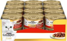 GOURMET GOLD Cibo Umido Gatti Adulti Dadini in Salsa con Manzo 24x85g