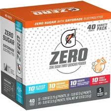 Gatorade G Zero Powder Variety Pack 40 Count Sugar Free Electrolyte Drink