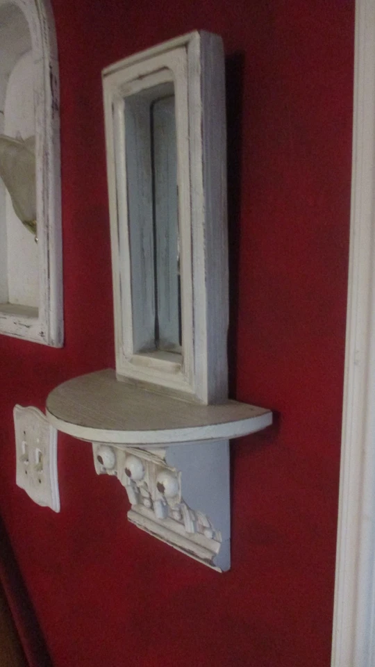 DISTRESSED WHITE Wall Mirror with Shelf Wall Decor Rectangular 9" W X 18"L X 6"D - Image 4 of 4