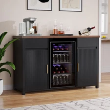 Large Coffee Bar Cabinet with Fridge Space, Mini Fridge Cabinet with Wine Storag