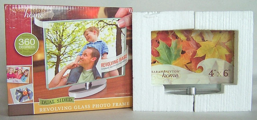 MARCO DE FOTOS 4x6 de vidrio giratorio Sarah Peyton Home 360°, doble cara - ¡Nuevo! Foto 2 de 4
