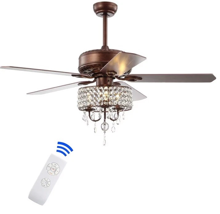 Jonathan Becky 52” 3-Light Crystal LED Chandelier Fan w Remote Oil Rubbed Bronze - Image 2 of 4