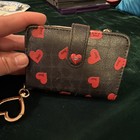 Juicy Couture Women’s Bifold Wallet Heart Print Zip Coin Pocket Black/Red — photo 1