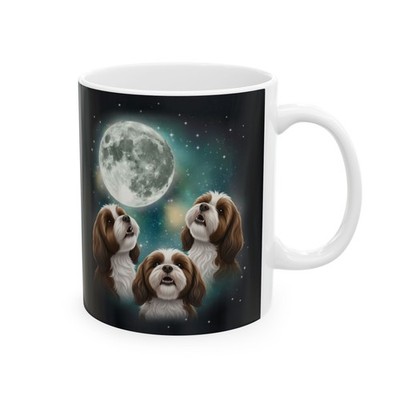 Havanese Dog Howling Moon Coffee Mug   Dog Lover Gift 11oz Cup