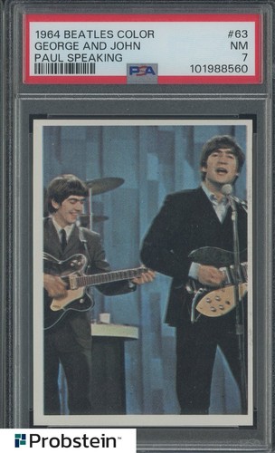 1964 Topps #63 Beatles Color GEORGE & JOHN PSA 7 NEARMINT