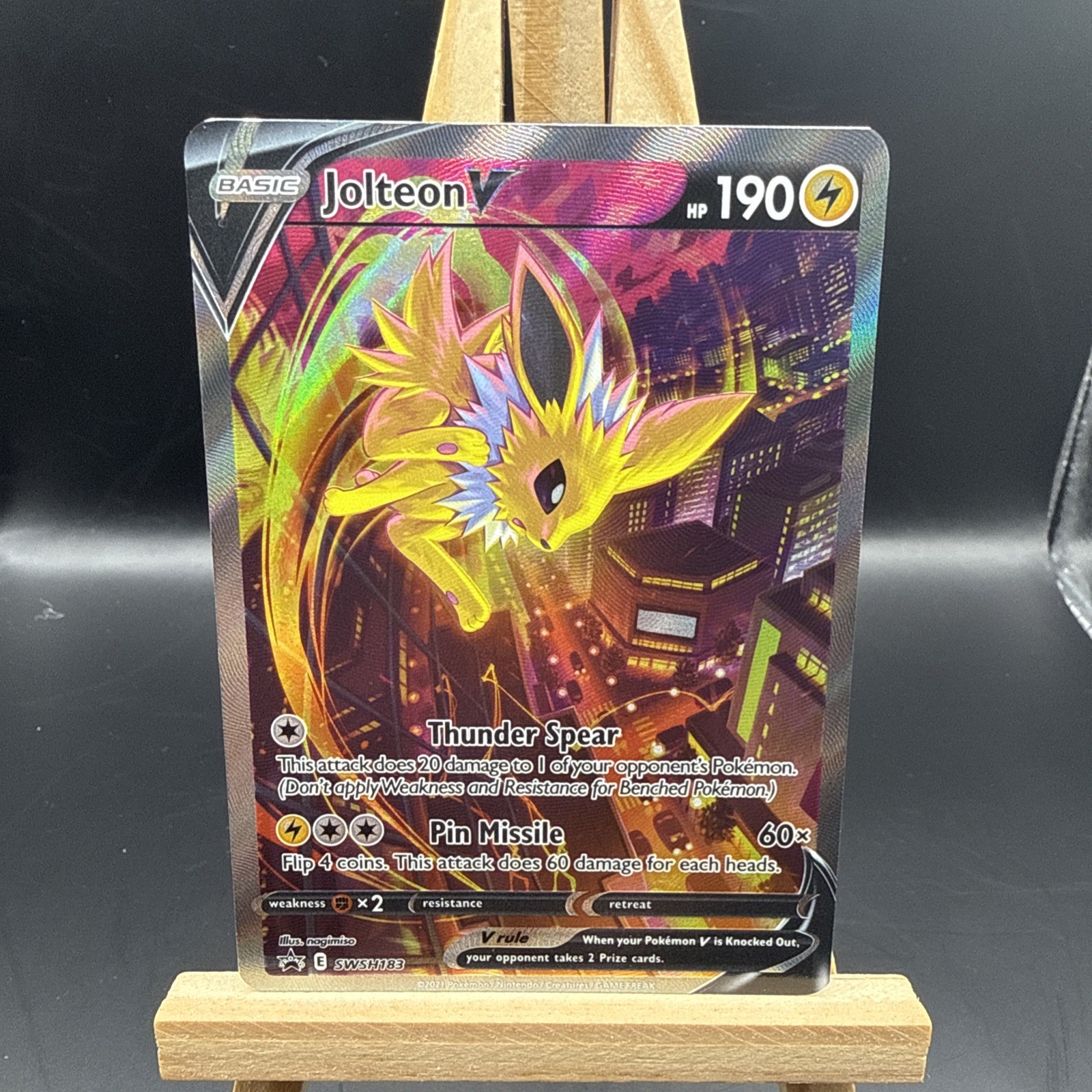 Jolteon v SWSH183 Alternate Art Full Art Holo Pokemon Card Mint