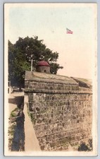 Philippines Old City Intramuros Fort Wall American Flag Postcard c1910s