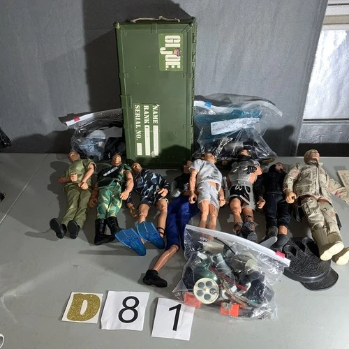 8 Vtg G.I. Joe Figures  Clothing Weapon Lot Guns Helmets More 12 Inch 1/6 Scale